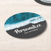 Ocean Waves op Black Sand Beach Ronde Kartonnen Onderzetter (Gebogen)