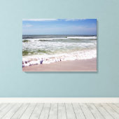 Ocean Waves op Pink Sandy Beach Canvas Afdruk (Insitu (Houten vloer))
