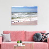 Ocean Waves op Pink Sandy Beach Canvas Afdruk (Insitu (Woonkamer))