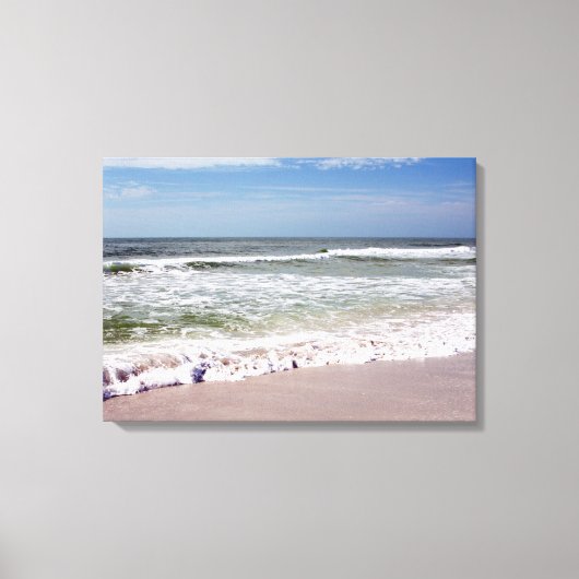 Ocean Waves op Pink Sandy Beach Canvas Afdruk (Voorkant)