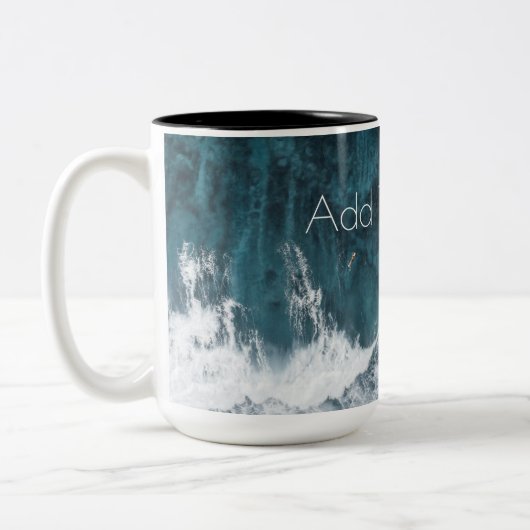 Ocean Waves overspoelen Tweekleurige Koffiemok (Links)