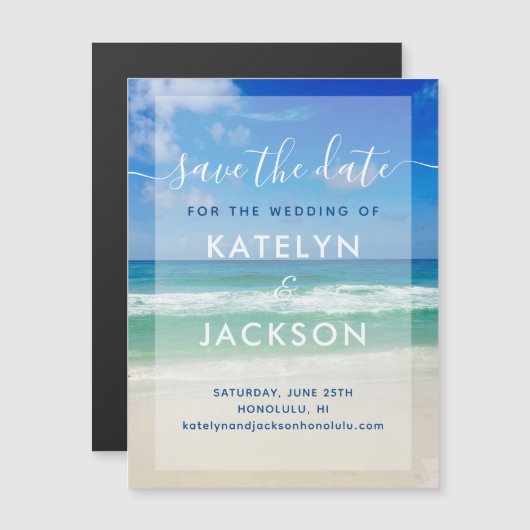 Ocean Waves Photo Chic Beach Save the Date Magnet (Voorkant / Achterkant)
