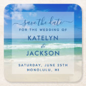 Ocean Waves Photo Chic Beach Save the Date Magnet Kartonnen Onderzetters (Voorkant)