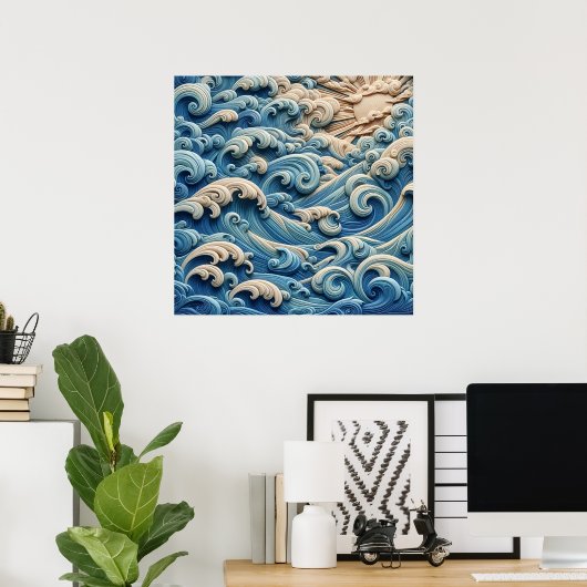 Ocean Waves Poster (Thuiskantoor)