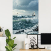 Ocean Waves Poster (Thuiskantoor)