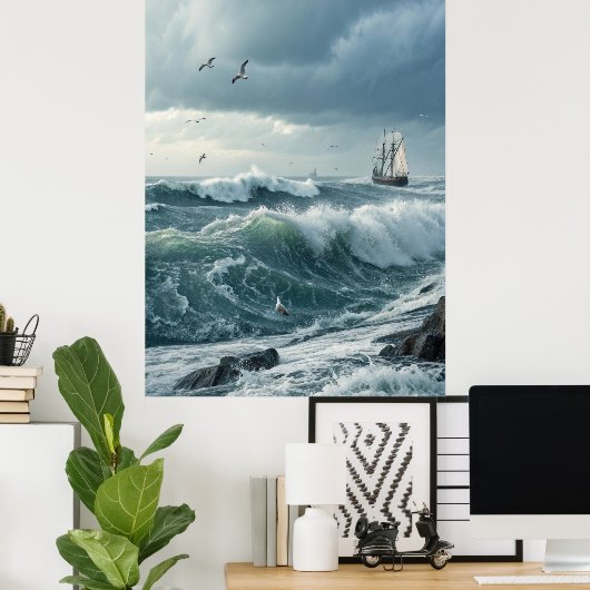 Ocean Waves Poster (Thuiskantoor)