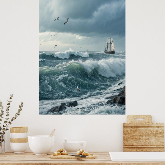 Ocean Waves Poster (Keuken)