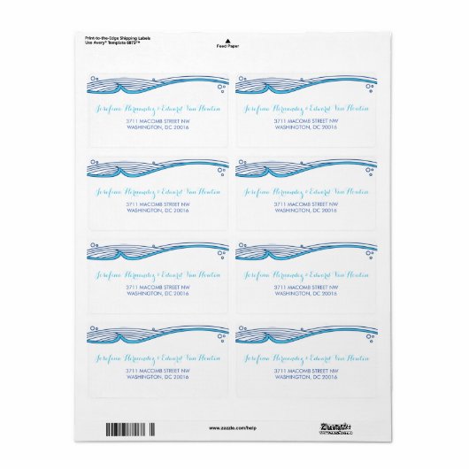 Ocean Waves Reply Card Mailing Address Label (Full Sheet)