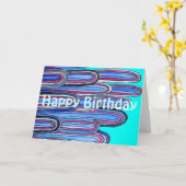 Ocean Waves retro Gelukkige Verjaardag Kaart (Gele Bloem)