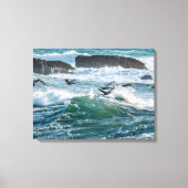 Ocean Waves, Rocks en Zee Birds Canvas afdrukken (Voorkant)
