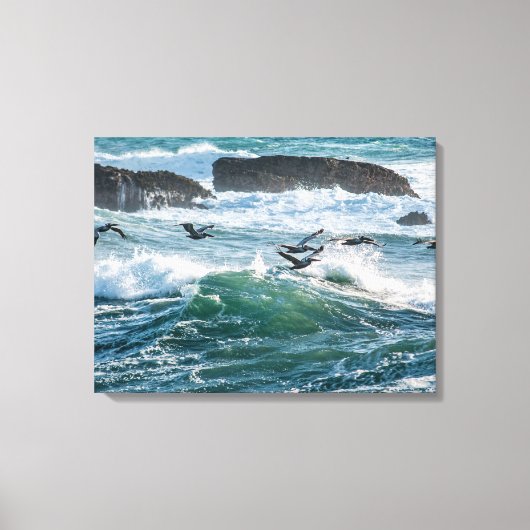 Ocean Waves, Rocks en Zee Birds Canvas afdrukken (Voorkant)