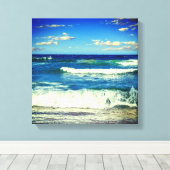Ocean Waves Rolling to Shore Canvas Wrap" Afdruk (Insitu (Houten vloer))