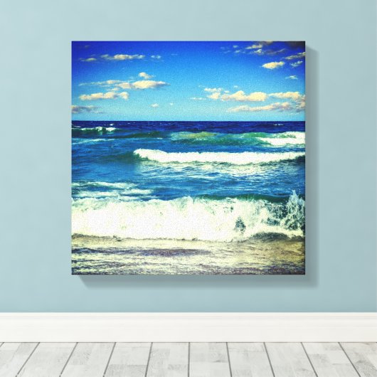 Ocean Waves Rolling to Shore Canvas Wrap" Afdruk (Insitu (Houten vloer))