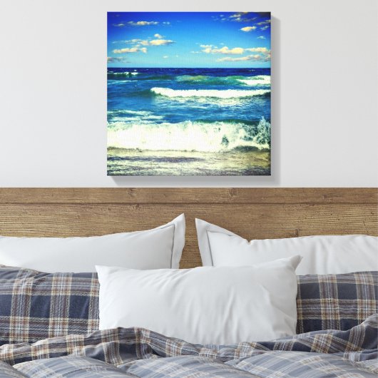 Ocean Waves Rolling to Shore Canvas Wrap" Afdruk (Insitu (Slaapkamer))