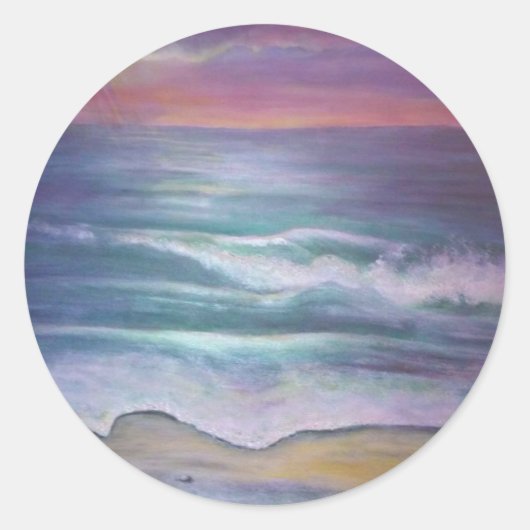 Ocean Waves Ronde Sticker (Voorkant)