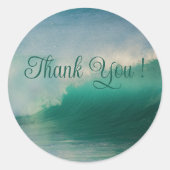 Ocean Waves Round Wedding Thank You Stickers (Voorkant)