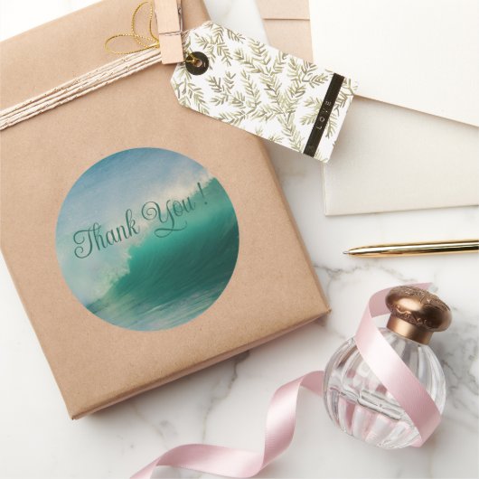 Ocean Waves Round Wedding Thank You Stickers (Geschenken)