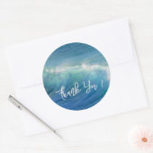 Ocean Waves Round Wedding Thank You Stickers (Envelop)