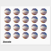 Ocean Waves Rust op het strand Ronde Sticker (Vel)