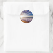 Ocean Waves Rust op het strand Ronde Sticker (Tas)