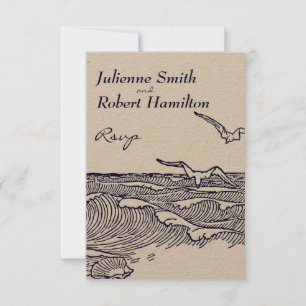 Ocean Waves rustieke strand bruiloft RSVP-kaart RSVP Kaartje
