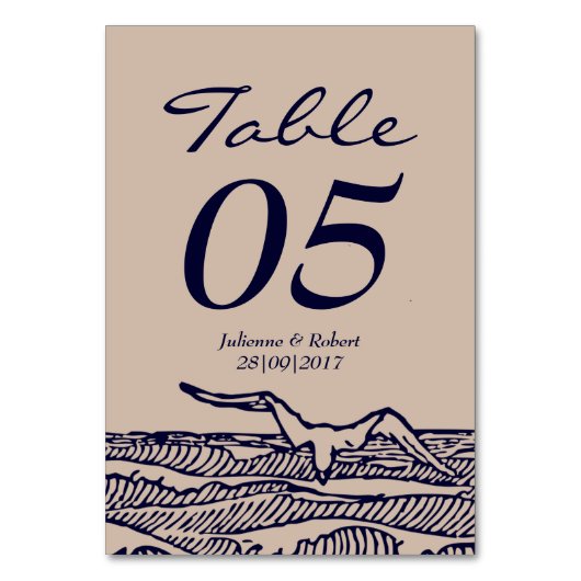 Ocean Waves Rustieke Strand Bruiloft Tafel Kaart (Voorkant)
