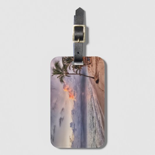 Ocean Waves Sandy Beach Sunset Bagagelabel (Voorkant (verticaal))