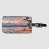 Ocean Waves Sandy Beach Sunset Bagagelabel (Voorkant (horizontaal))