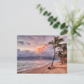 Ocean Waves Sandy Beach Sunset Briefkaart (Staand voorkant)