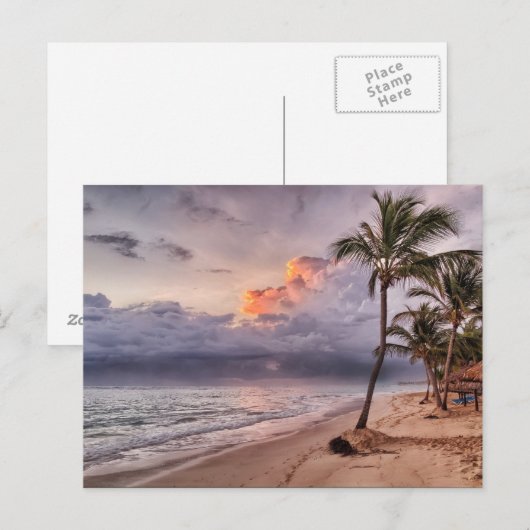 Ocean Waves Sandy Beach Sunset Briefkaart (Voorkant / Achterkant)