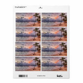 Ocean Waves Sandy Beach Sunset Etiket (Full Sheet)
