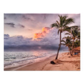 Ocean Waves Sandy Beach Sunset Foto Afdruk (Voorkant)