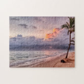 Ocean Waves Sandy Beach Sunset Legpuzzel (Horizontaal)