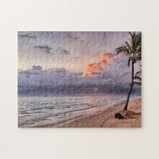 Ocean Waves Sandy Beach Sunset Legpuzzel (Horizontaal)