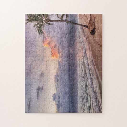 Ocean Waves Sandy Beach Sunset Legpuzzel (Verticaal)