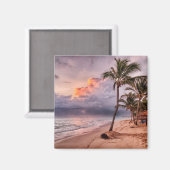 Ocean Waves Sandy Beach Sunset Magneet (Voorkant / Achterkant)