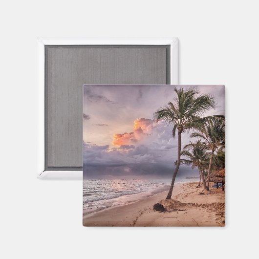 Ocean Waves Sandy Beach Sunset Magneet (Voorkant / Achterkant)