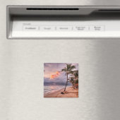 Ocean Waves Sandy Beach Sunset Magneet (Insitu (Vaatwasser))