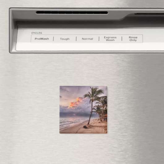 Ocean Waves Sandy Beach Sunset Magneet (Insitu (Vaatwasser))