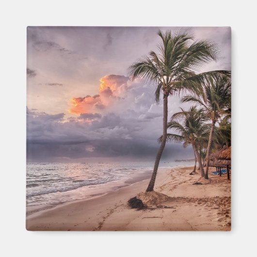 Ocean Waves Sandy Beach Sunset Magneet (Voorkant)