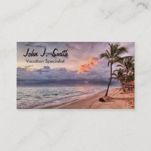 Ocean Waves Sandy Beach Sunset Visitekaartje