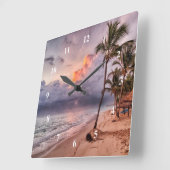 Ocean Waves Sandy Beach Vierkante Klok (Hoek)