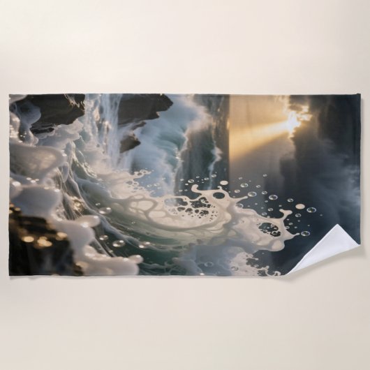 Ocean Waves & Sea Foam Beach Towel Strandlaken (Voorkant)