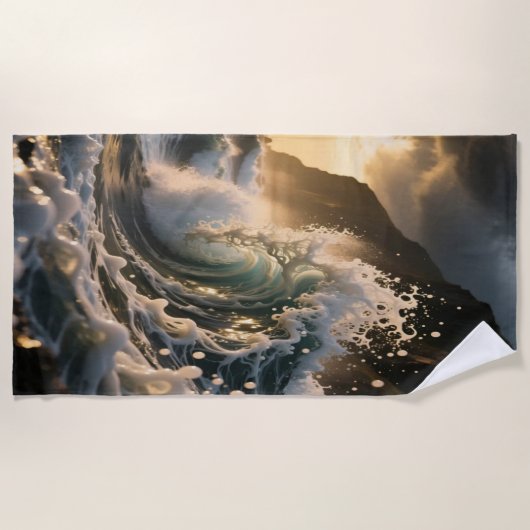 Ocean Waves & Sea Foam Beach Towel Strandlaken (Voorkant)