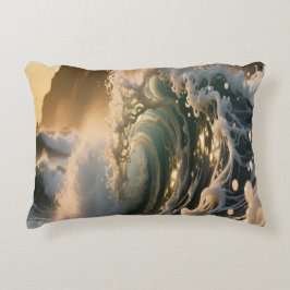 Ocean Waves & Sea Foam Throw Pillow Cover Accent Kussen