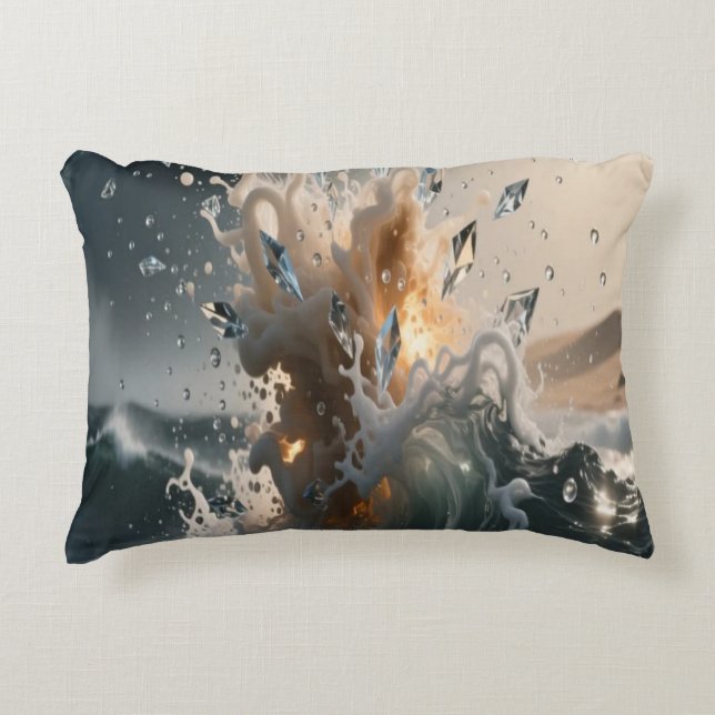 Ocean Waves & Sea Foam Throw Pillow Cover Accent Kussen (Voorkant)