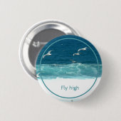 Ocean Waves Seagulls Fly High Badge Ronde Button 5,7 Cm (Voorkant /achterkant)