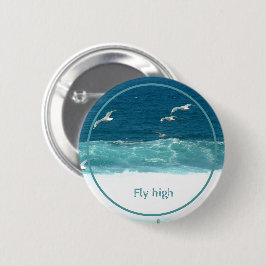 Ocean Waves Seagulls Fly High Badge Ronde Button 5,7 Cm