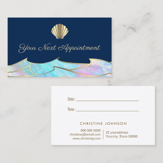 Ocean Waves Seashell logo Afspraakkaart Visitekaartje (Voorkant / Achterkant)