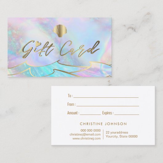 Ocean Waves Seashell logo Cadeaubon Visitekaartje (Voorkant / Achterkant)